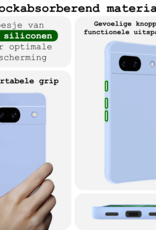 BASEY. Hoes Geschikt voor Google Pixel 8a Hoesje Siliconen Back Cover Case Met Screenprotector - Hoesje Geschikt voor Google Pixel 8a Hoes Cover Hoesje - Lichtblauw