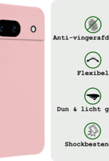 BASEY. Hoes Geschikt voor Google Pixel 8a Hoesje Siliconen Back Cover Case Met Screenprotector - Hoesje Geschikt voor Google Pixel 8a Hoes Cover Hoesje - Lichtroze