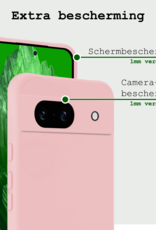 BASEY. Hoes Geschikt voor Google Pixel 8a Hoesje Siliconen Back Cover Case Met Screenprotector - Hoesje Geschikt voor Google Pixel 8a Hoes Cover Hoesje - Lichtroze