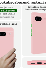 BASEY. Hoes Geschikt voor Google Pixel 8a Hoesje Siliconen Back Cover Case Met Screenprotector - Hoesje Geschikt voor Google Pixel 8a Hoes Cover Hoesje - Lichtroze