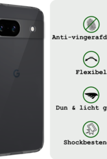 BASEY. Hoes Geschikt voor Google Pixel 8a Hoesje Siliconen Back Cover Case Met Screenprotector - Hoesje Geschikt voor Google Pixel 8a Hoes Cover Hoesje - Transparant