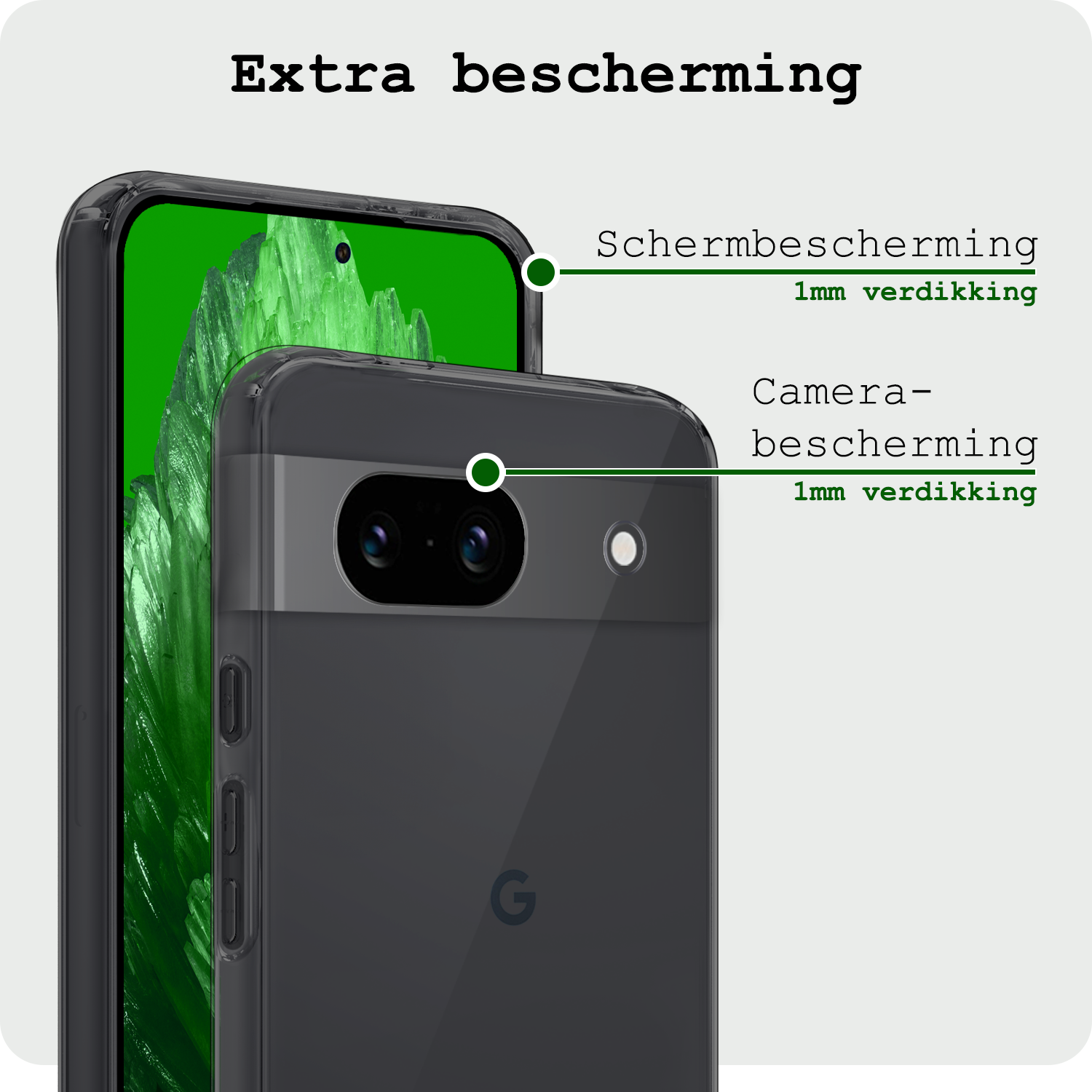 BASEY. Hoes Geschikt voor Google Pixel 8a Hoesje Siliconen Back Cover Case Met Screenprotector - Hoesje Geschikt voor Google Pixel 8a Hoes Cover Hoesje - Transparant
