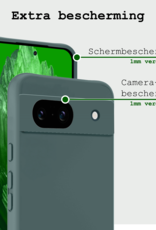 BASEY. Hoes Geschikt voor Google Pixel 8a Hoesje Siliconen Back Cover Case Met 2x Screenprotector - Hoesje Geschikt voor Google Pixel 8a Hoes Cover Hoesje - Donkergroen
