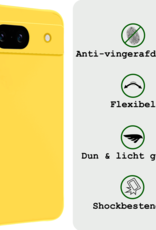 BASEY. Hoes Geschikt voor Google Pixel 8a Hoesje Siliconen Back Cover Case Met 2x Screenprotector - Hoesje Geschikt voor Google Pixel 8a Hoes Cover Hoesje - Geel