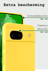 BASEY. Hoes Geschikt voor Google Pixel 8a Hoesje Siliconen Back Cover Case Met 2x Screenprotector - Hoesje Geschikt voor Google Pixel 8a Hoes Cover Hoesje - Geel
