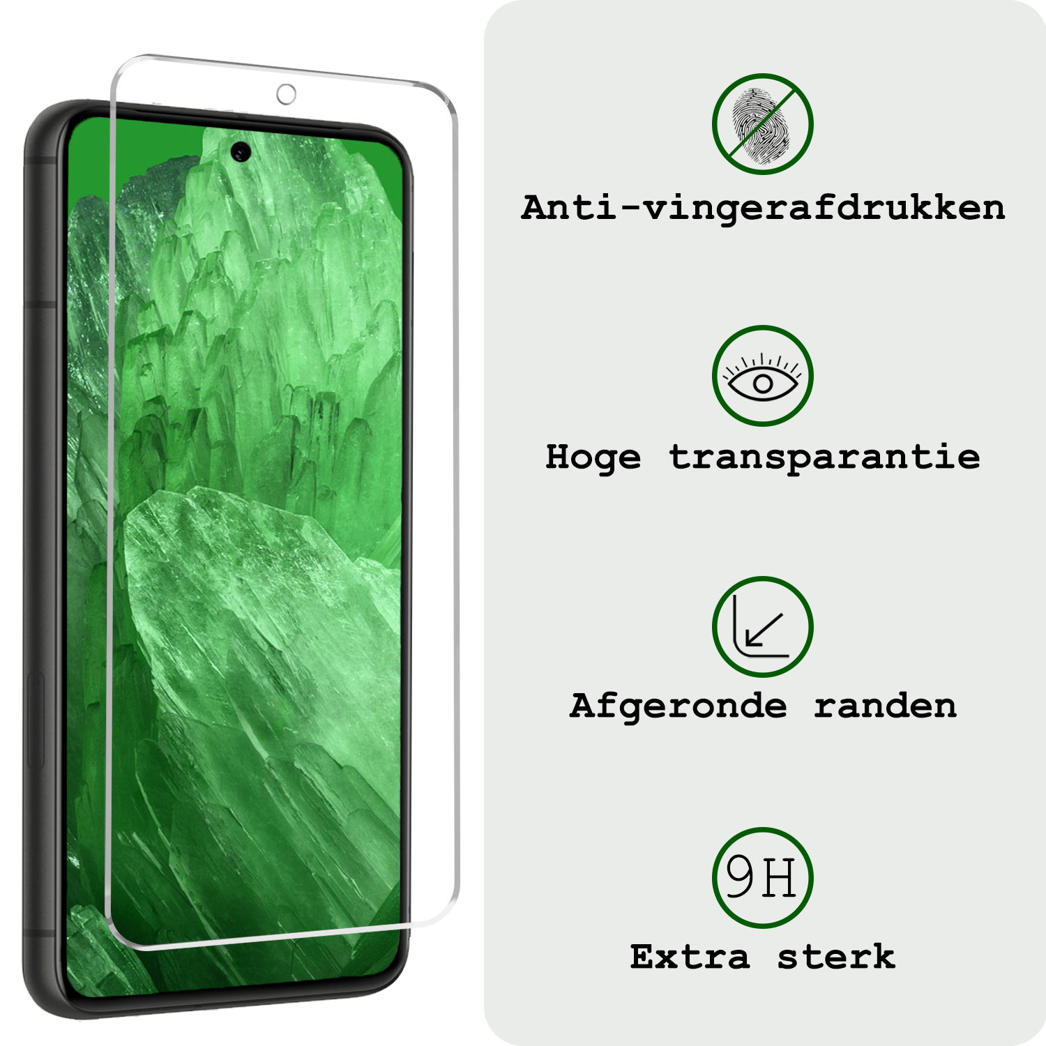 BASEY. Hoes Geschikt voor Google Pixel 8a Hoesje Siliconen Back Cover Case Met 2x Screenprotector - Hoesje Geschikt voor Google Pixel 8a Hoes Cover Hoesje - Groen