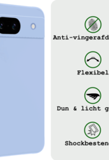 BASEY. Hoes Geschikt voor Google Pixel 8a Hoesje Siliconen Back Cover Case Met 2x Screenprotector - Hoesje Geschikt voor Google Pixel 8a Hoes Cover Hoesje - Lichtblauw