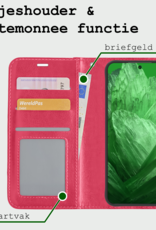 BASEY. Hoes Geschikt voor Google Pixel 8a Hoesje Bookcase Hoes Flip Case Book Cover Met Screenprotector - Hoesje Geschikt voor Google Pixel 8a Hoes Book Case Hoesje - Donkerroze