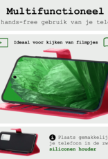 BASEY. Hoes Geschikt voor Google Pixel 8a Hoesje Bookcase Hoes Flip Case Book Cover Met Screenprotector - Hoesje Geschikt voor Google Pixel 8a Hoes Book Case Hoesje - Donkerroze