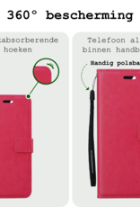BASEY. Hoes Geschikt voor Google Pixel 8a Hoesje Bookcase Hoes Flip Case Book Cover Met Screenprotector - Hoesje Geschikt voor Google Pixel 8a Hoes Book Case Hoesje - Donkerroze