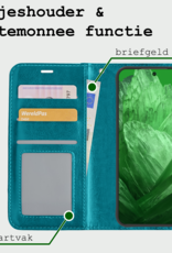 BASEY. Hoes Geschikt voor Google Pixel 8a Hoesje Bookcase Hoes Flip Case Book Cover Met Screenprotector - Hoesje Geschikt voor Google Pixel 8a Hoes Book Case Hoesje - Turquoise