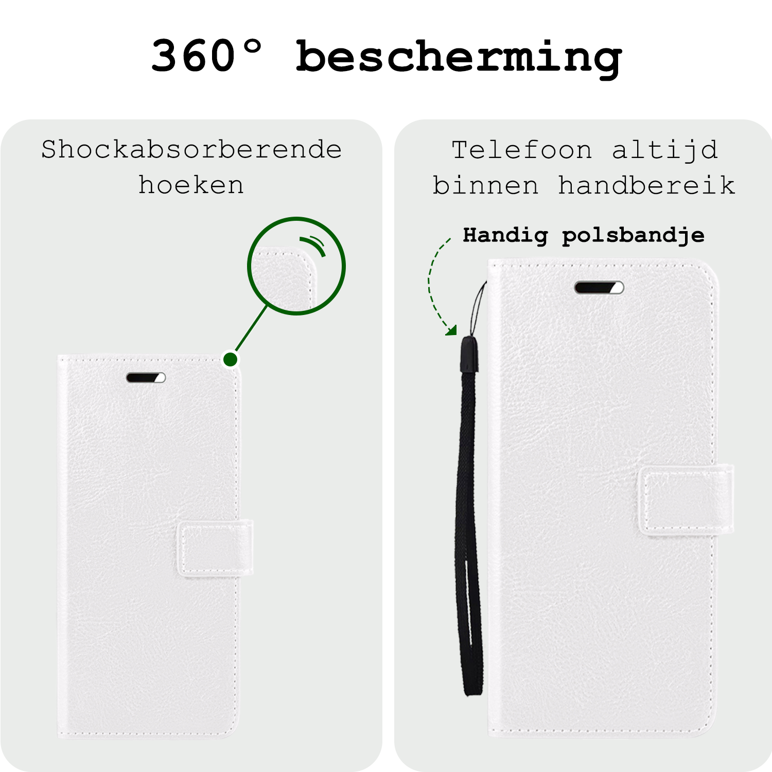 BASEY. Hoes Geschikt voor Google Pixel 8a Hoesje Bookcase Hoes Flip Case Book Cover Met Screenprotector - Hoesje Geschikt voor Google Pixel 8a Hoes Book Case Hoesje - Wit