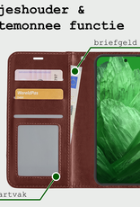 BASEY. Hoes Geschikt voor Google Pixel 8a Hoesje Bookcase Hoes Flip Case Book Cover Met 2x Screenprotector - Hoesje Geschikt voor Google Pixel 8a Hoes Book Case Hoesje - Bruin