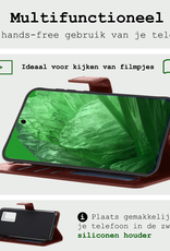 BASEY. Hoes Geschikt voor Google Pixel 8a Hoesje Bookcase Hoes Flip Case Book Cover Met 2x Screenprotector - Hoesje Geschikt voor Google Pixel 8a Hoes Book Case Hoesje - Bruin
