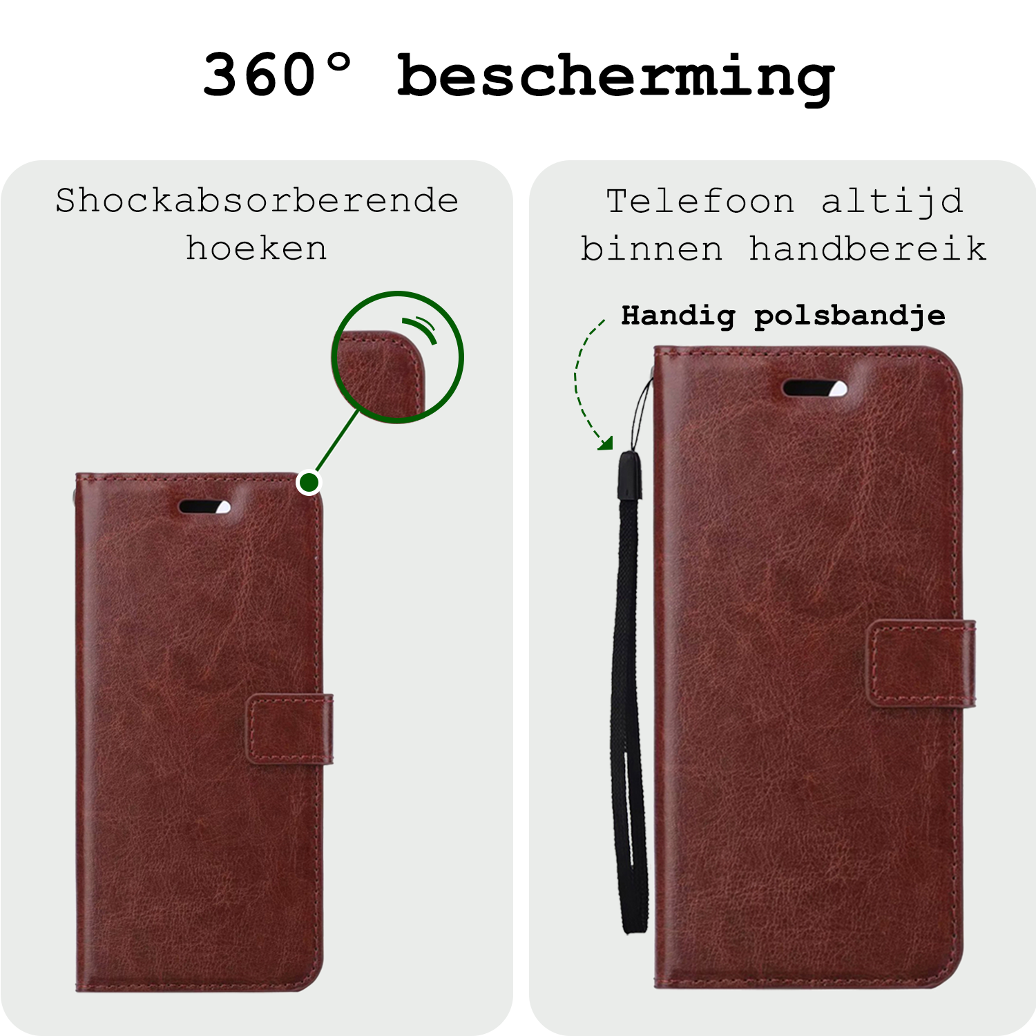 BASEY. Hoes Geschikt voor Google Pixel 8a Hoesje Bookcase Hoes Flip Case Book Cover Met 2x Screenprotector - Hoesje Geschikt voor Google Pixel 8a Hoes Book Case Hoesje - Bruin