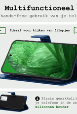 BASEY. Hoes Geschikt voor Google Pixel 8a Hoesje Bookcase Hoes Flip Case Book Cover Met 2x Screenprotector - Hoesje Geschikt voor Google Pixel 8a Hoes Book Case Hoesje - Donkerblauw