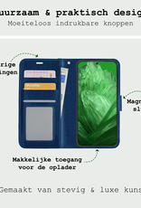 BASEY. Hoes Geschikt voor Google Pixel 8a Hoesje Bookcase Hoes Flip Case Book Cover Met 2x Screenprotector - Hoesje Geschikt voor Google Pixel 8a Hoes Book Case Hoesje - Donkerblauw