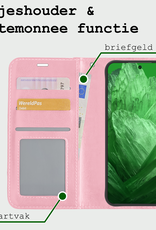BASEY. Hoes Geschikt voor Google Pixel 8a Hoesje Bookcase Hoes Flip Case Book Cover Met 2x Screenprotector - Hoesje Geschikt voor Google Pixel 8a Hoes Book Case Hoesje - Lichtroze