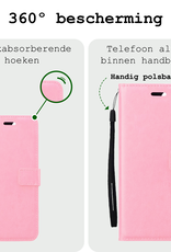 BASEY. Hoes Geschikt voor Google Pixel 8a Hoesje Bookcase Hoes Flip Case Book Cover Met 2x Screenprotector - Hoesje Geschikt voor Google Pixel 8a Hoes Book Case Hoesje - Lichtroze