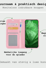 BASEY. Hoes Geschikt voor Google Pixel 8a Hoesje Bookcase Hoes Flip Case Book Cover Met 2x Screenprotector - Hoesje Geschikt voor Google Pixel 8a Hoes Book Case Hoesje - Lichtroze