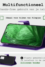 BASEY. Hoes Geschikt voor Google Pixel 8a Hoesje Bookcase Hoes Flip Case Book Cover Met 2x Screenprotector - Hoesje Geschikt voor Google Pixel 8a Hoes Book Case Hoesje - Paars