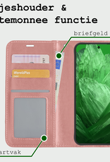 BASEY. Hoes Geschikt voor Google Pixel 8a Hoesje Bookcase Hoes Flip Case Book Cover Met 2x Screenprotector - Hoesje Geschikt voor Google Pixel 8a Hoes Book Case Hoesje - Rosé goud