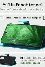 BASEY. Hoes Geschikt voor Google Pixel 8a Hoesje Bookcase Hoes Flip Case Book Cover Met 2x Screenprotector - Hoesje Geschikt voor Google Pixel 8a Hoes Book Case Hoesje - Turquoise