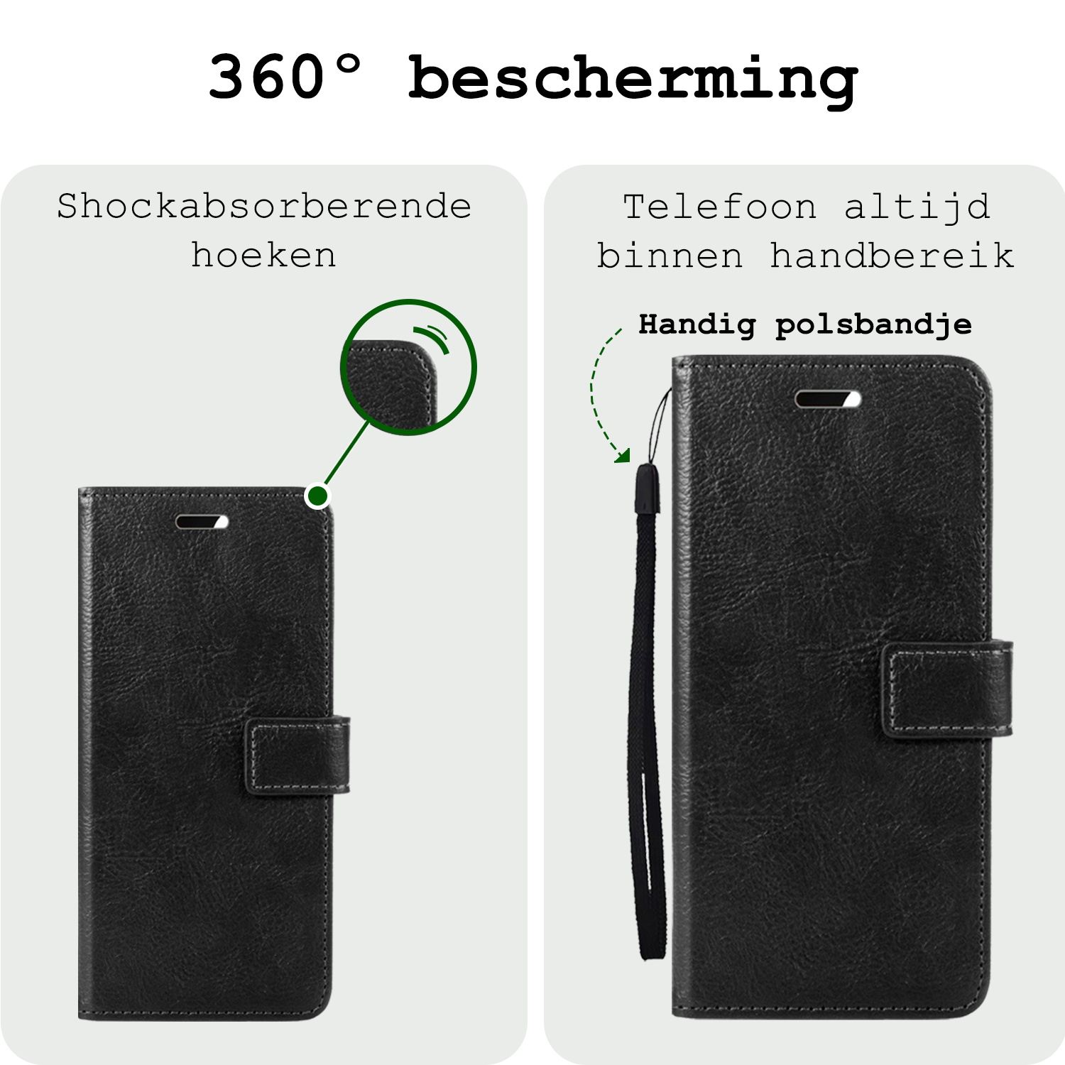 BASEY. Hoes Geschikt voor Google Pixel 8a Hoesje Bookcase Hoes Flip Case Book Cover Met 2x Screenprotector - Hoesje Geschikt voor Google Pixel 8a Hoes Book Case Hoesje - Zwart