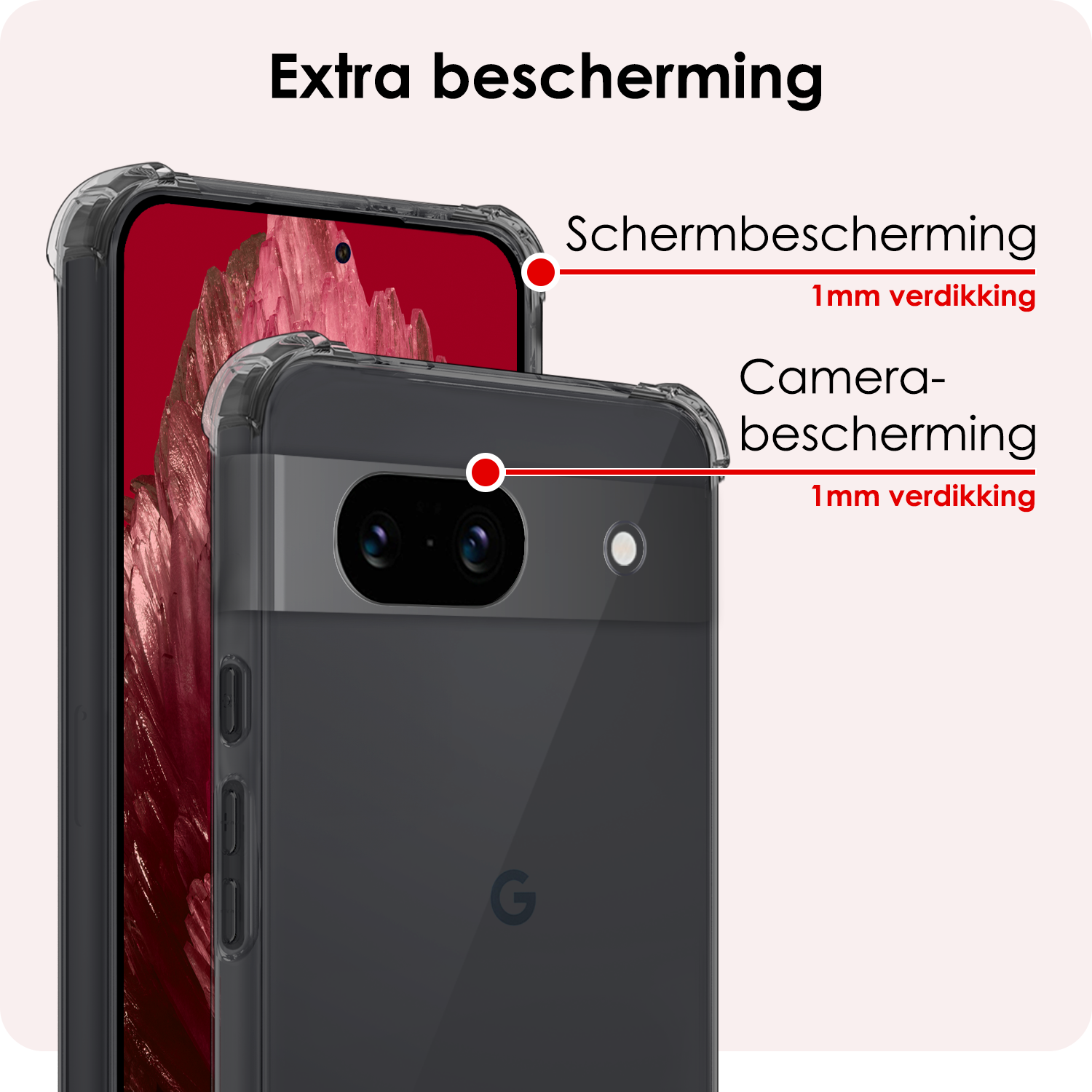 NoXx Hoes Geschikt voor Google Pixel 8a Hoesje Siliconen Cover Shock Proof Back Case Shockproof Hoes Met Screenprotector - Transparant