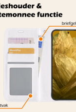 Nomfy Hoesje Geschikt voor Google Pixel 8a Hoes Bookcase Flipcase Book Cover Met 2x Screenprotector - Hoes Geschikt voor Google Pixel 8a Hoesje Book Case - Wit