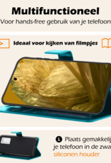 Nomfy Hoesje Geschikt voor Google Pixel 8a Hoes Bookcase Flipcase Book Cover Met 2x Screenprotector - Hoes Geschikt voor Google Pixel 8a Hoesje Book Case - Turquoise