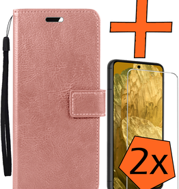Nomfy Nomfy Google Pixel 8a Hoesje Bookcase Met 2x Screenprotector - Rose Goud