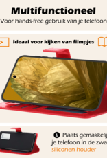 Nomfy Hoesje Geschikt voor Google Pixel 8a Hoes Bookcase Flipcase Book Cover Met 2x Screenprotector - Hoes Geschikt voor Google Pixel 8a Hoesje Book Case - Rood