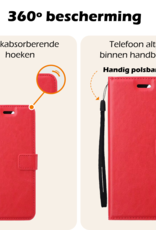 Nomfy Hoesje Geschikt voor Google Pixel 8a Hoes Bookcase Flipcase Book Cover Met 2x Screenprotector - Hoes Geschikt voor Google Pixel 8a Hoesje Book Case - Rood