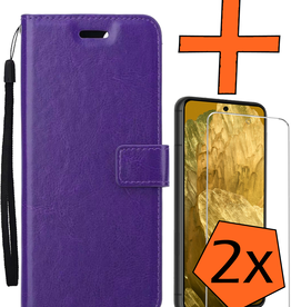 Nomfy Nomfy Google Pixel 8a Hoesje Bookcase Met 2x Screenprotector - Paars