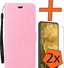 Nomfy Nomfy Google Pixel 8a Hoesje Bookcase Met 2x Screenprotector - Lichtroze