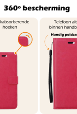 Nomfy Hoesje Geschikt voor Google Pixel 8a Hoes Bookcase Flipcase Book Cover Met 2x Screenprotector - Hoes Geschikt voor Google Pixel 8a Hoesje Book Case - Donkerroze