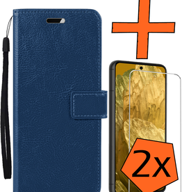 Nomfy Nomfy Google Pixel 8a Hoesje Bookcase Met 2x Screenprotector - Donkerblauw
