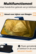 Nomfy Hoesje Geschikt voor Google Pixel 8a Hoes Bookcase Flipcase Book Cover Met 2x Screenprotector - Hoes Geschikt voor Google Pixel 8a Hoesje Book Case - Donkerblauw