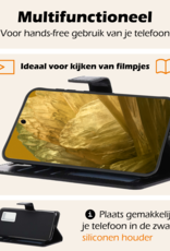 Nomfy Hoesje Geschikt voor Google Pixel 8a Hoes Bookcase Flipcase Book Cover Met Screenprotector - Hoes Geschikt voor Google Pixel 8a Hoesje Book Case - Zwart