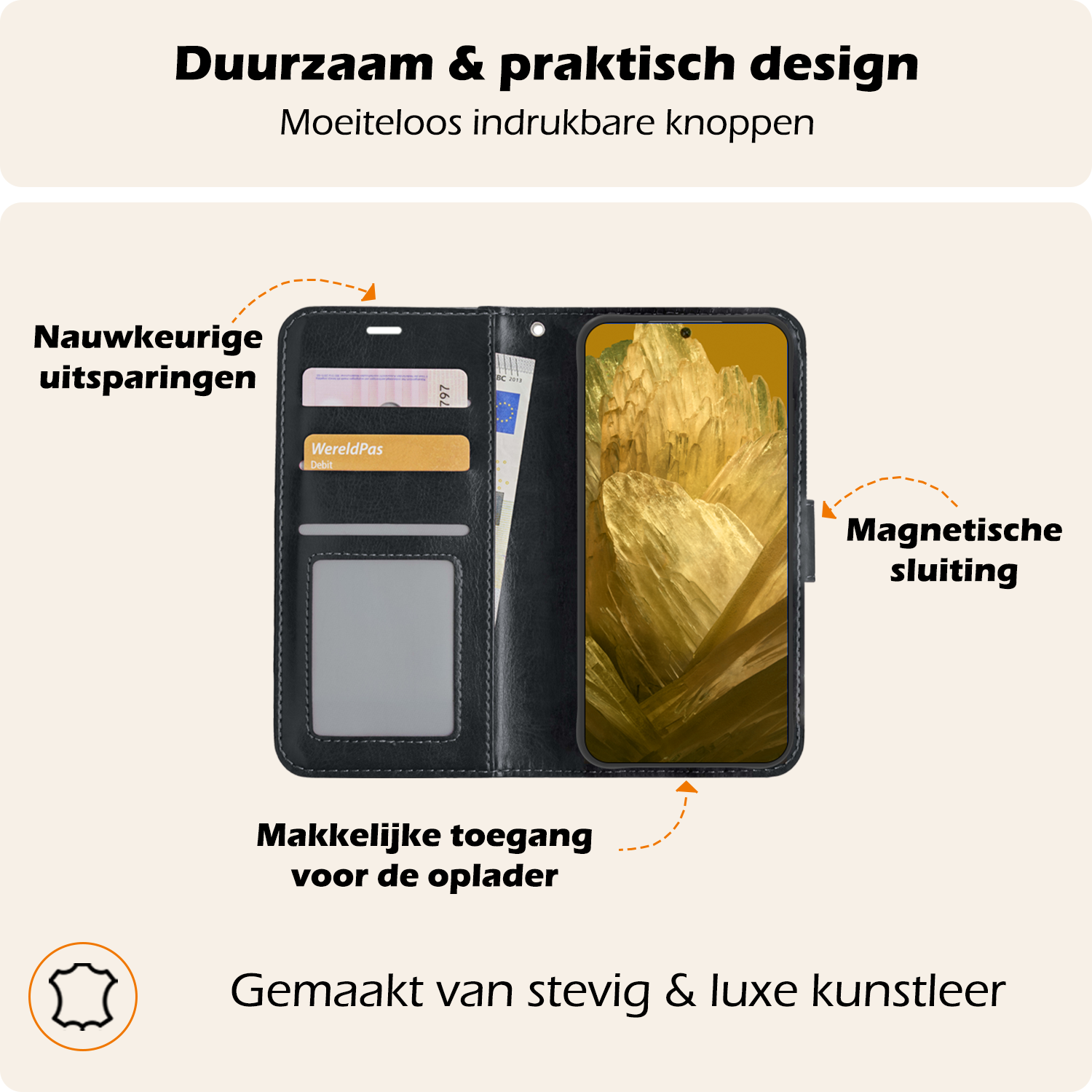 Nomfy Hoesje Geschikt voor Google Pixel 8a Hoes Bookcase Flipcase Book Cover Met Screenprotector - Hoes Geschikt voor Google Pixel 8a Hoesje Book Case - Zwart