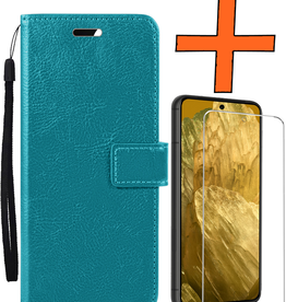Nomfy Nomfy Google Pixel 8a Hoesje Bookcase Met Screenprotector - Turquoise