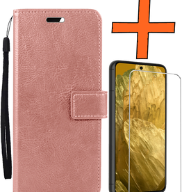 Nomfy Nomfy Google Pixel 8a Hoesje Bookcase Met Screenprotector - Rose Goud