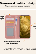 Nomfy Hoesje Geschikt voor Google Pixel 8a Hoes Bookcase Flipcase Book Cover Met Screenprotector - Hoes Geschikt voor Google Pixel 8a Hoesje Book Case - Rosé goud