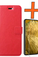 Nomfy Hoesje Geschikt voor Google Pixel 8a Hoes Bookcase Flipcase Book Cover Met Screenprotector - Hoes Geschikt voor Google Pixel 8a Hoesje Book Case - Rood