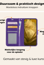 Nomfy Hoesje Geschikt voor Google Pixel 8a Hoes Bookcase Flipcase Book Cover Met Screenprotector - Hoes Geschikt voor Google Pixel 8a Hoesje Book Case - Paars