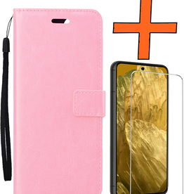 Nomfy Nomfy Google Pixel 8a Hoesje Bookcase Met Screenprotector - Lichtroze