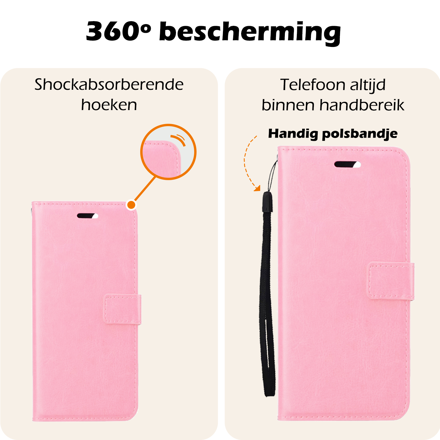 Nomfy Hoesje Geschikt voor Google Pixel 8a Hoes Bookcase Flipcase Book Cover Met Screenprotector - Hoes Geschikt voor Google Pixel 8a Hoesje Book Case - Lichtroze