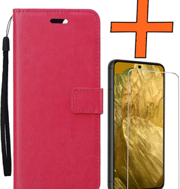 Nomfy Nomfy Google Pixel 8a Hoesje Bookcase Met Screenprotector - Donkerroze