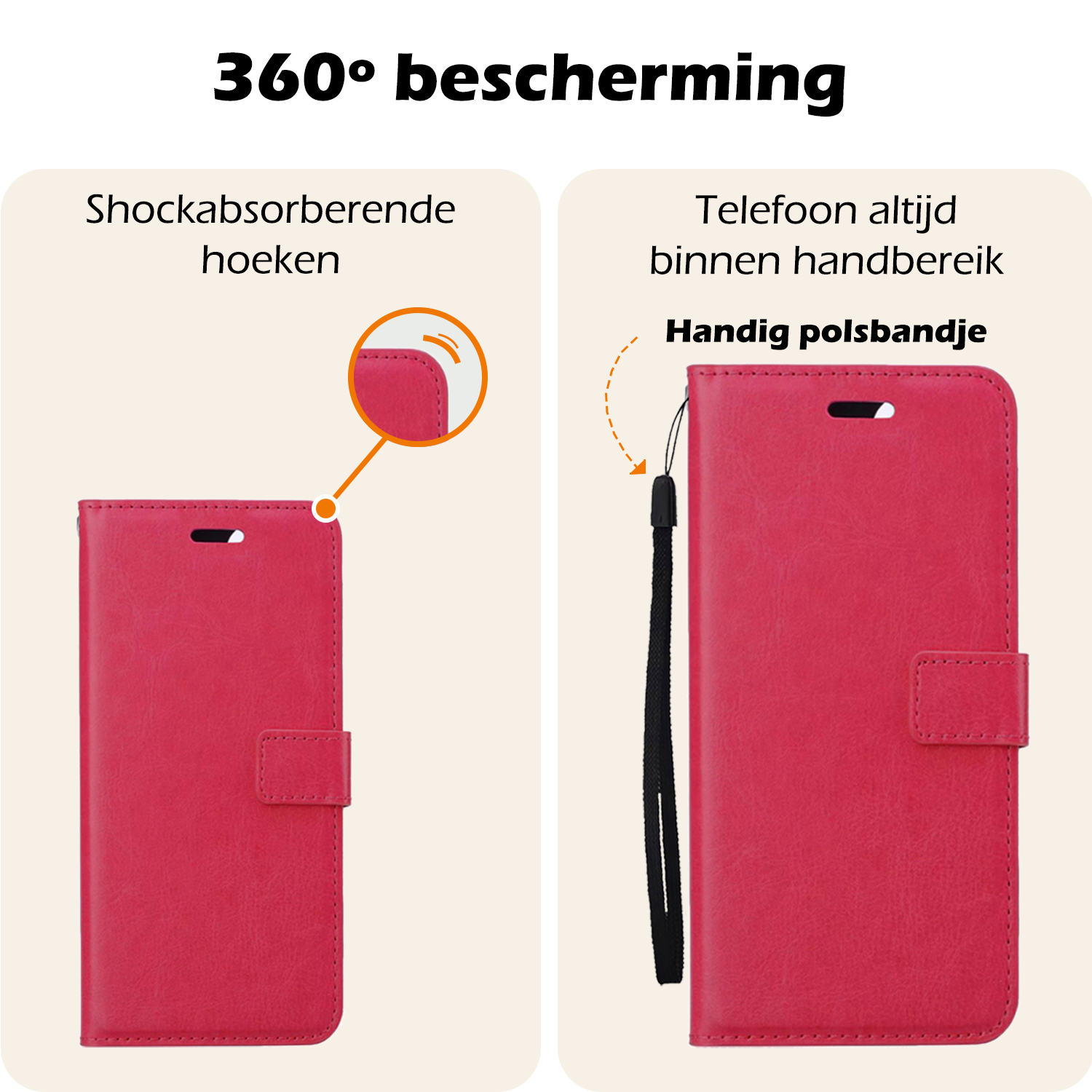 Nomfy Hoesje Geschikt voor Google Pixel 8a Hoes Bookcase Flipcase Book Cover Met Screenprotector - Hoes Geschikt voor Google Pixel 8a Hoesje Book Case - Donkerroze